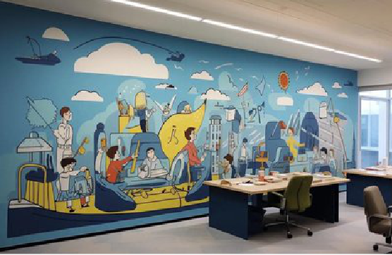 张家界办公室墙绘的特点。